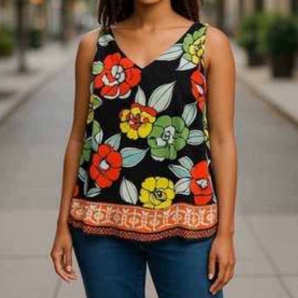 Crown & Ivy orange multi color Sleeveless Tank top size PP